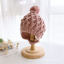 Children's Woolen Autumn Winter Plush Lning Earmuffs Keep Warm Thick Baby  Beanie Hat